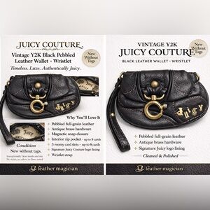 Juicy Couture Vintage Black Pebbled Leather Wristlet/Wallet-NWOT